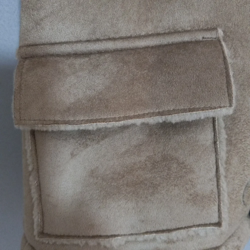 Sz 4 The Children's Place Brown Faux Fur Suede Girl Coat Jacket Hood